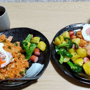 ケチャップチャーハンと温野菜